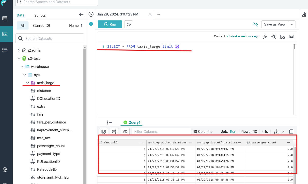 dremio-s3-sql